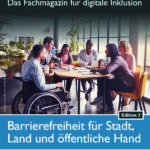 Coverseite A11Y4U, sprich Ally 4 U, Magazin für digitale Inklusion, Edition 3, Themenschwerpunkt Barrierefreiheit für Stadt, Land und öffentliche Hand