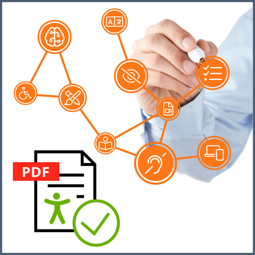 Hand hakt Punkte für die Barrierefreiheit ab