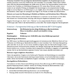 Bericht zur manuellen Expertenprüfung der Barrierefreiheit gemäß Inklusionskriterien