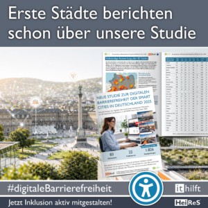 Erste Städte berichten über unsere Studie zur Barrierefreiheit. Stuttgart Städtebild. Studie Deutscher Smart Cities liegt im Vordergrund darüber.