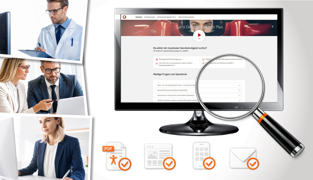 Screen einer Webseite welche auf barrierefreiheit untersucht wird