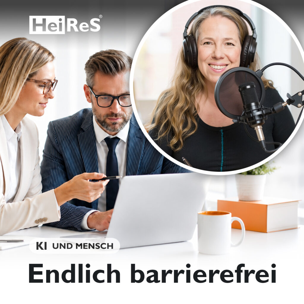 Geschäftsleute an einem Schreibtisch. Erstellt durch KI und Mensch.