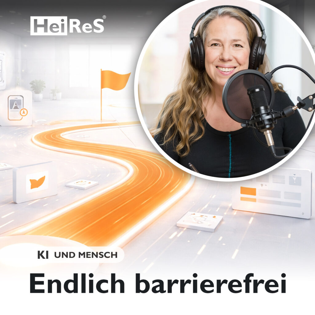 Symbolhaft dargestellt der Weg zu digitaler Barrierefreiheit. Erstellt durch KI und Mensch.