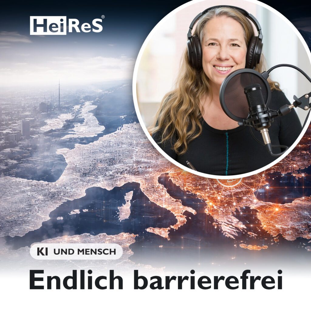Europakarte von oben mit einem angedeuteten digitalen Netz. Erstellt durch KI und Mensch.